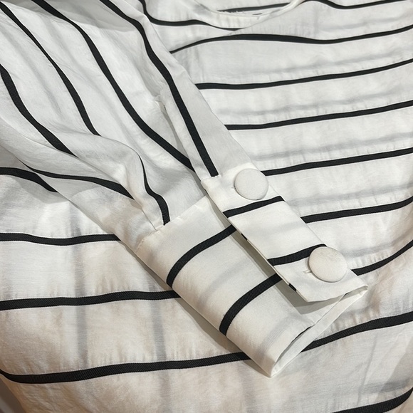 Nwt Zara Black White Stripe Long Puff Sleeve Top SZ S - Picture 7 of 11